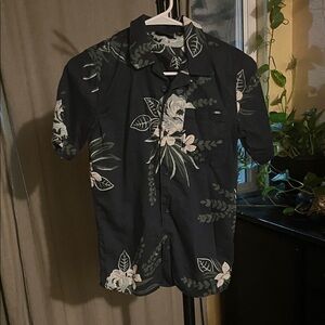 Vans Navy and Green Floral Shirt